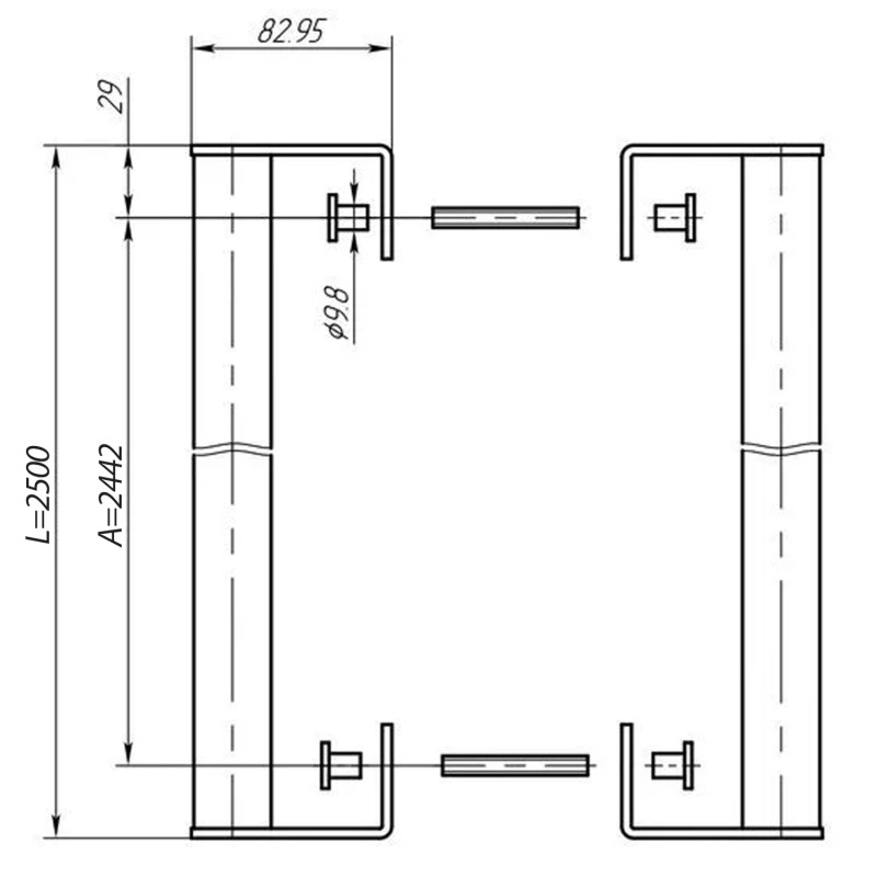 Дверная ручка скоба прямая DOORLOCK PHS17/32/2ст/2500 SS. Материал нержавеющая сталь