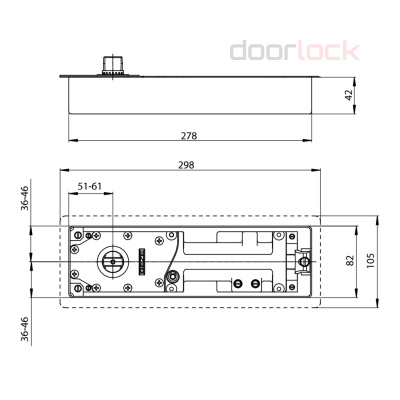 Дверной доводчик напольный GEZE TS500 NV c фиксацией на 90° EN3, серебристый