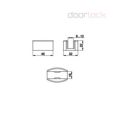 Напольная направляющая для цельностеклянной двери TB-834 PSS 8/10/12 мм (полированная нержавеющая сталь)
