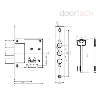 Замок дверной DOORLOCK DL8257K/Z/52мм, сувальдный