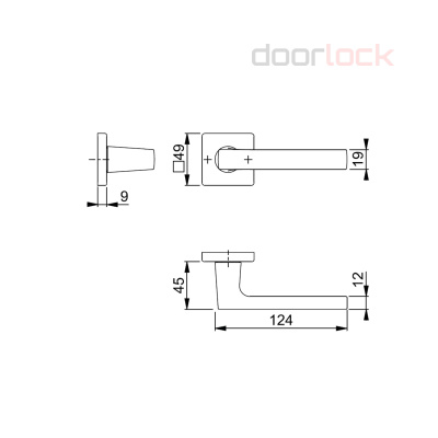 Ручка дверная HOPPE (Германия) 1643/52K (Dallas), F9714M черная