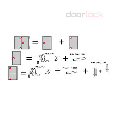 Комплект соединительных штанг с кожухами dormakaba PHX 04 (для двухстворчатых дверей)