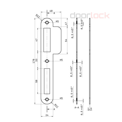 Запорная планка DOORLOCK SSK-1 MCR (симметричная, для прямых дверей)