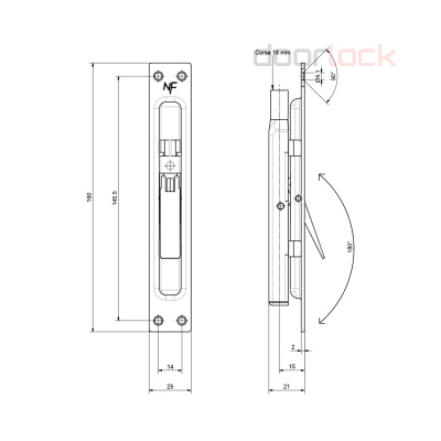 Торцевой шпингалет NF123.1