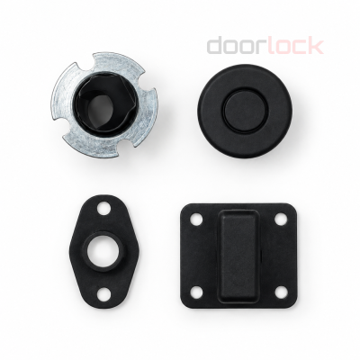 Запирающее автоматическое устройство DOORLOCK 1902/35SET в комплекте с направляющей втулкой и ответными частями для пассивных створок, для тяг 1932