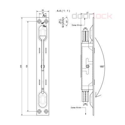 Шпингалет NF128 двойного запирания, оцинкованный